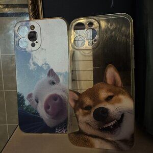 Funny Animal iPhone 12 Pro Max Case Bundle - Pig & Shiba USED